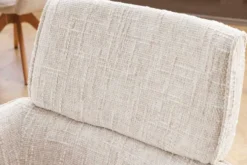 Drehbarer Stuhl UNIQUE beige Chenille Eichenholzbeine mit Armlehne