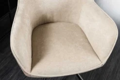 Drehbarer Stuhl VERONA champagner beige Samt Strukturstoff mit Armlehne Metallbeine schwarz