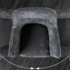 Drehbarer Stuhl VERONA dunkelgrau Samt Strukturstoff mit Armlehne Metallbeine schwarz