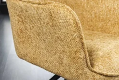 Drehbarer Stuhl VERONA senfgelb Strukturstoff mit Armlehne Metallbeine schwarz