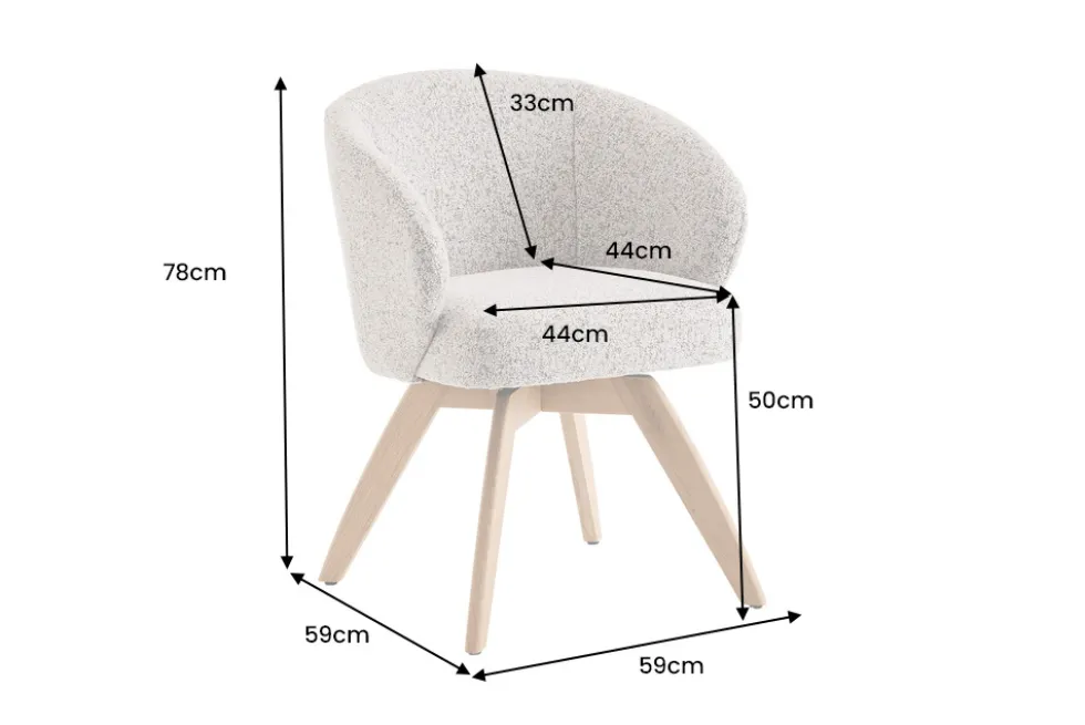 Drehbarer Stuhl WALKÜRE beige natur Eichenholz mit Taschenfederkern und Armlehne