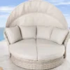 Drehbare Sonneninsel SEATTLE 195cm greige mit Sonnendach inkl. Kissen