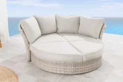 Drehbare Sonneninsel SEATTLE 195cm greige mit Sonnendach inkl. Kissen