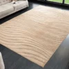 3D strukturierter Kurzflor Teppich WAVE 230x160cm beige Hoch-Tief-Effekt