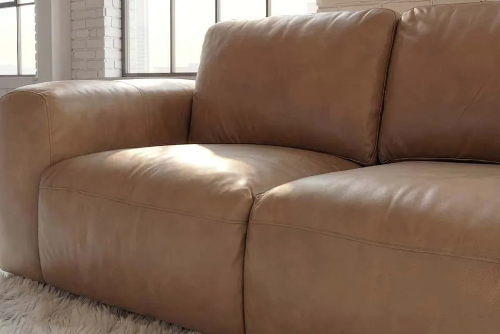 Echtleder Sofa BIG GEORGE 205cm cognac Taschenfederkern 2-Sitzer Couch