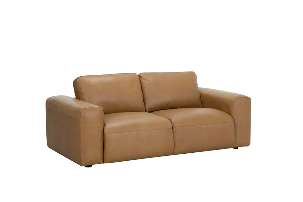 Echtleder Sofa BIG GEORGE 205cm cognac Taschenfederkern 2-Sitzer Couch