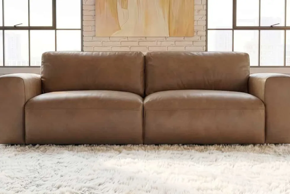 Echtleder Sofa BIG GEORGE 245cm cognac Taschenfederkern 3-Sitzer Couch