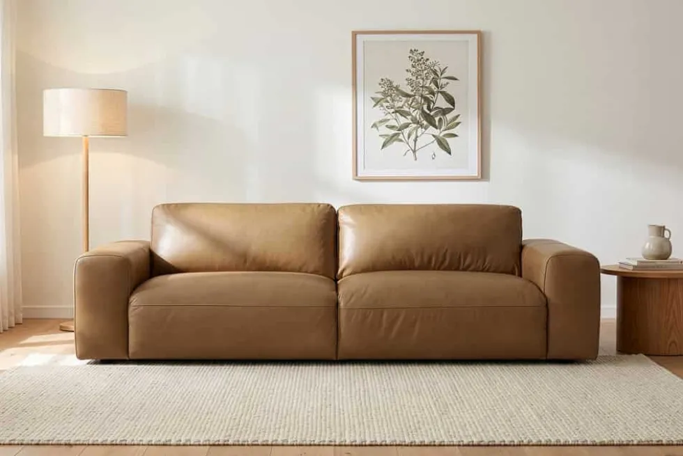 Echtleder Sofa BIG GEORGE 245cm cognac Taschenfederkern 3-Sitzer Couch