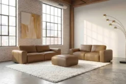 Echtleder Sofa BIG GEORGE 245cm cognac Taschenfederkern 3-Sitzer Couch
