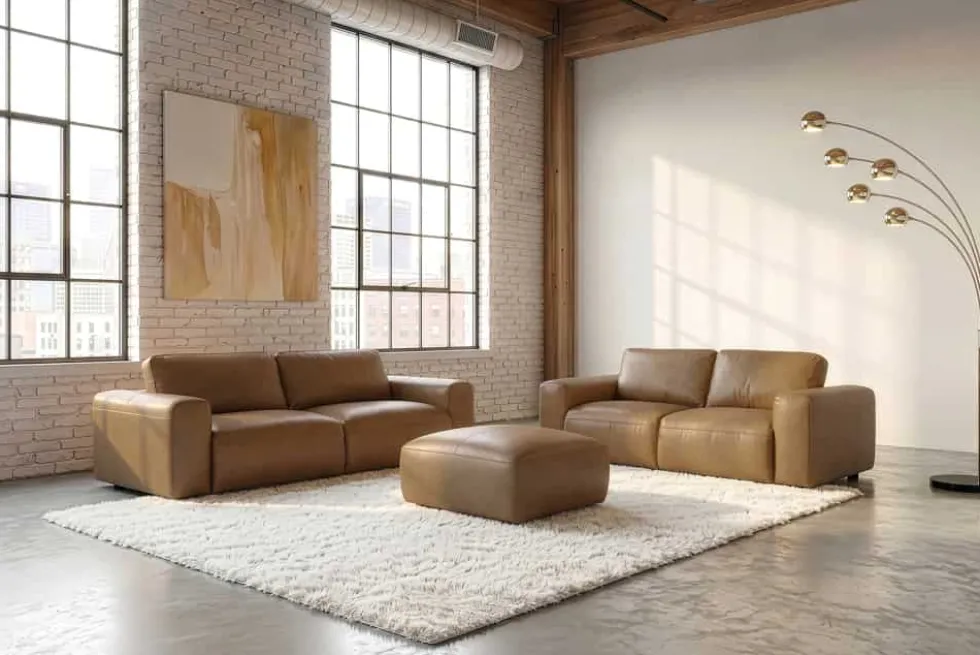 Echtleder Sofa BIG GEORGE 245cm cognac Taschenfederkern 3-Sitzer Couch