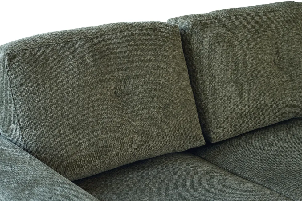 Ecksofa mit Schlaffunktion APARTMENT beidseitig aufbaubar grün Strukturstoff inkl. Stauraum