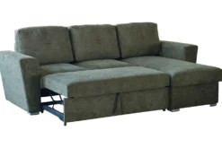 Ecksofa mit Schlaffunktion APARTMENT beidseitig aufbaubar grün Strukturstoff inkl. Stauraum