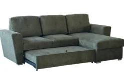 Ecksofa mit Schlaffunktion APARTMENT beidseitig aufbaubar grün Strukturstoff inkl. Stauraum