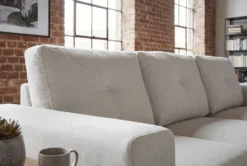 Ecksofa mit Schlaffunktion APARTMENT beidseitig aufbaubar beige Strukturstoff inkl. Stauraum