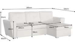 Ecksofa mit Schlaffunktion APARTMENT beidseitig aufbaubar beige Strukturstoff inkl. Stauraum