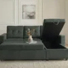 Ecksofa mit Schlaffunktion APARTMENT beidseitig aufbaubar grün Cord inkl. Stauraum