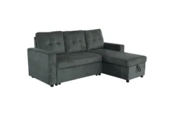 Ecksofa mit Schlaffunktion APARTMENT beidseitig aufbaubar grün Cord inkl. Stauraum