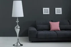 Edle Design Stehlampe LUCIE 160cm silber weiß Barock Stil Stehleuchte