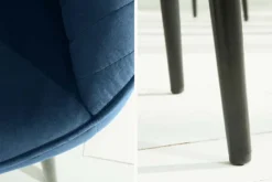 Edler Armlehnen Stuhl TURIN königsblau Samt mit Ziersteppung