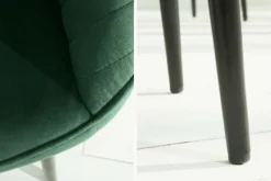 Edler Armlehnen Stuhl TURIN smaragdgrün Samt mit Ziersteppung
