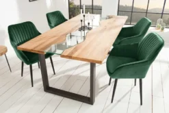 Edler Armlehnen Stuhl TURIN smaragdgrün Samt mit Ziersteppung