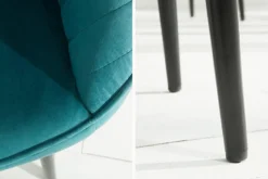 Edler Armlehnen Stuhl TURIN türkis Samt mit Ziersteppung