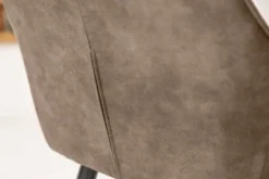 Edler Barhocker TURIN vintage taupe mit Ziersteppung Barstuhl mit Armlehne