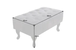 Edler Chesterfield Fußhocker antik grau Microfaser mit Knopfheftung und Nietenbesatz