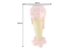 Einzigartiger Bartisch ICE CREAM 105cm beige rosa runde Tischplatte Glas handmade