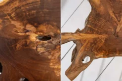 Einzigartiger Beistelltisch WILD 40cm Teakholz Baumscheibe Couchtisch