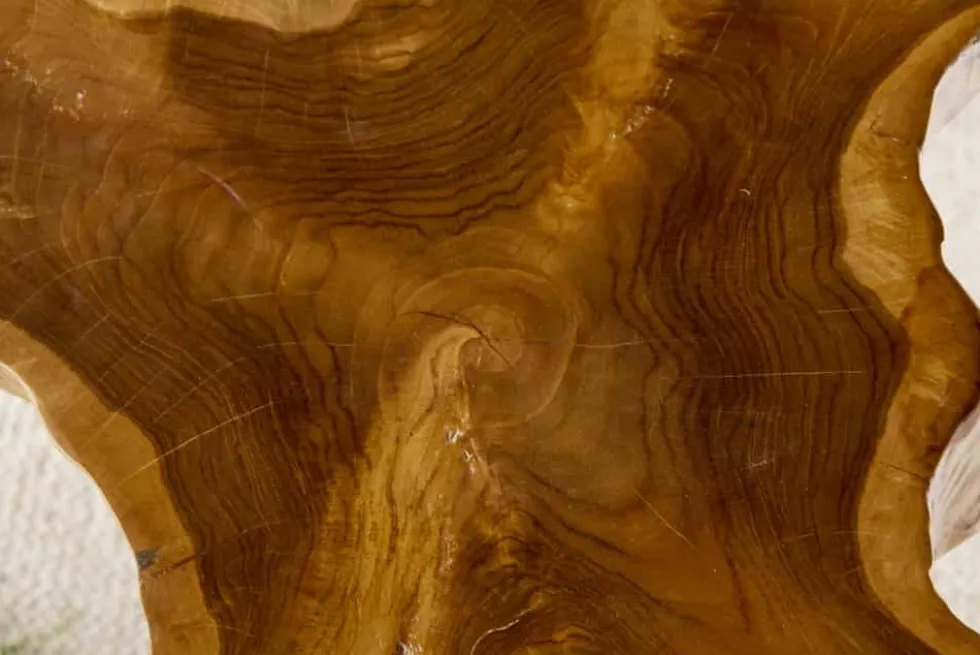 Einzigartiger Beistelltisch WILD 60cm Teakholz Baumscheibe Couchtisch