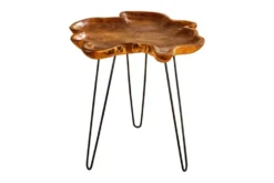 Einzigartiger Beistelltisch WILD 65cm natur Teakholz Hairpin Legs Couchtisch