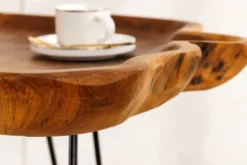 Einzigartiger Beistelltisch WILD 65cm natur Teakholz Hairpin Legs Couchtisch