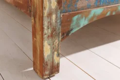 Einzigartiges Bett JAKARTA 185cm braun bunt aus recycelten Fischerbooten Massivholz