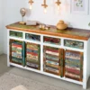 Einzigartiges Sideboard JAKARTA 160cm weiß bunt recyceltes Massivholz aus Fischerbooten