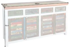 Einzigartiges Sideboard JAKARTA 160cm weiß bunt recyceltes Massivholz aus Fischerbooten