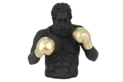 Einzigartige Statue BOXER 50cm schwarz gold handmade Skulptur Deko-Figur