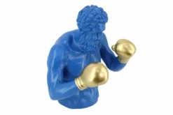 Einzigartige Statue BOXER 50cm blau gold handmade Skulptur Deko-Figur