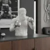 Einzigartige Statue BOXER 50cm weiß silber handmade Skulptur Deko-Figur