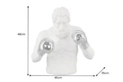 Einzigartige Statue BOXER 50cm weiß silber handmade Skulptur Deko-Figur