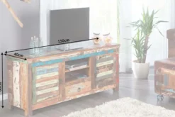 Einzigartiges TV-Board JAKARTA 150cm bunt recyceltes Massivholz