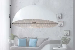 Elegante Design Hängeleuchte GLOW 70cm weiß silber Hängelampe