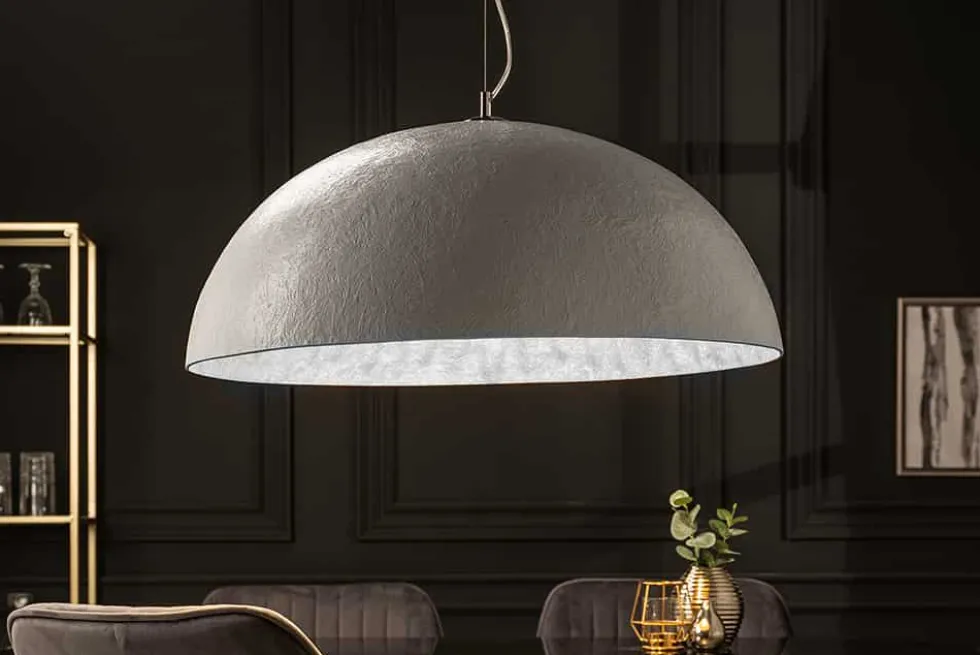 Elegante Design Hängeleuchte GLOW 70cm weiß silber Hängelampe
