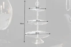 Elegante Etagere ORIENT 50cm silber im Rice Hammerschlag Design mit drei Etagen