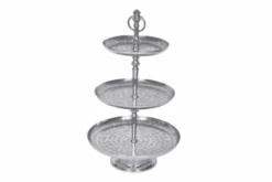 Elegante Etagere ORIENT 65cm silber im Wild Hammerschlag Design mit drei Etagen
