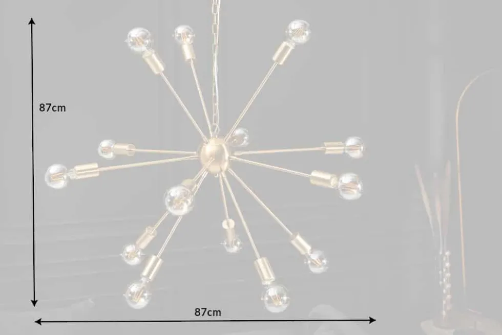 Elegante Hängelampe SPUTNIK 87cm gold mit 14 Leuchtarmen