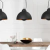 Elegante Hängelampe STUDIO 3 110cm schwarz Blattgold-Optik drei Schirme