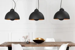 Elegante Hängelampe STUDIO 3 110cm schwarz Blattgold-Optik drei Schirme