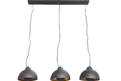 Elegante Hängelampe STUDIO 3 110cm schwarz Blattgold-Optik drei Schirme