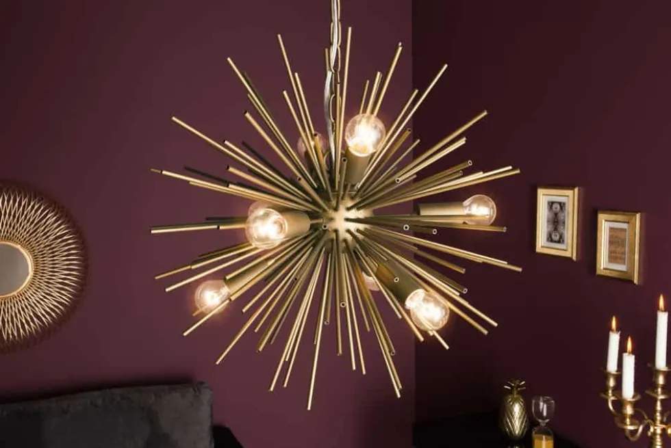 Elegante Hängeleuchte SUNLIGHT 50cm matt gold Hängelampe